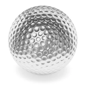 Silver golfball with shadow isolated on white Stock Illustration