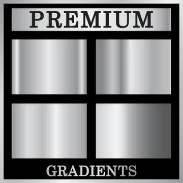 Silver gradient backgrounds set. Silver design texture for ribbon, frame, ban Stock-Illustration