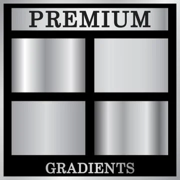 Silver gradient backgrounds set. Silver design texture for ribbon, frame, ban Stock Illustration