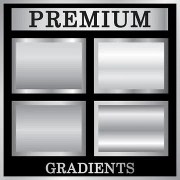Silver gradient backgrounds set. Silver design texture for ribbon, frame, ban Stock Illustration