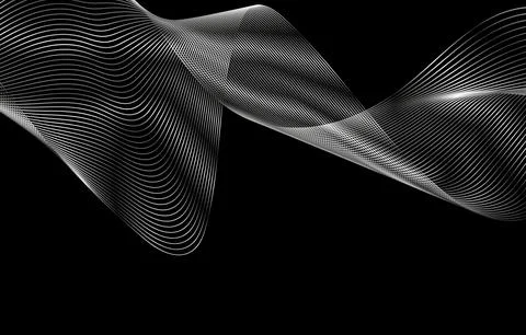 Silver Gradient Line Effect on black background. Dark Abstract template Stock Illustration