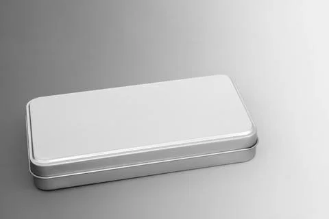 Silver Grey Brushed Metal Gift Box Stock Photos