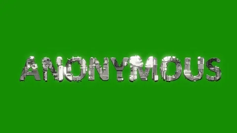 Silver grey cybernetic text ANONYMOUS with animation on green screen Stock Footage 237831851
