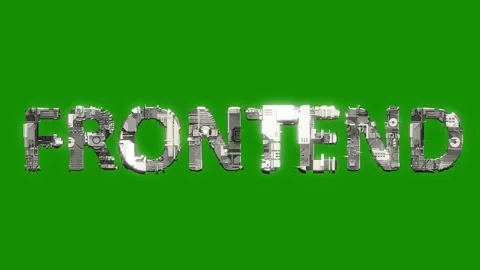 Silver grey cybernetical text FRONTEND with animation Stock Footage 231403196