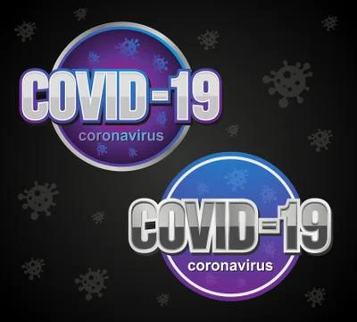 Silver grey shiny vector logo of the virus. Icon with the name for the presen Stock Illustration