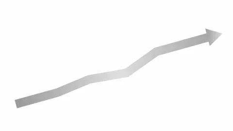 Silver growth chart arrow 3 white Stock Footage 219855571