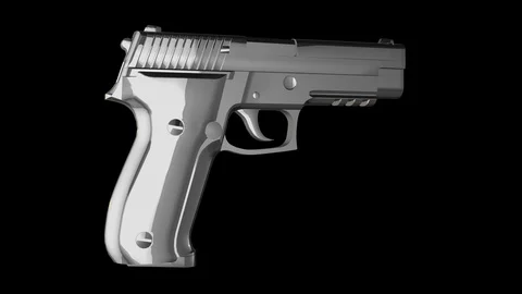 Silver gun spin loop Stock Footage 87483401