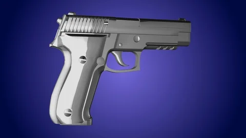 Silver gun spin loop Video stock 87483732