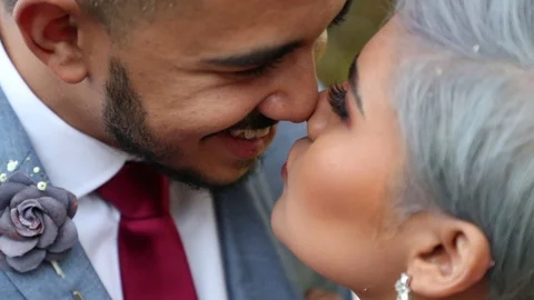 Silver Haired Bride and Her Groom Stock-Footage 118814996