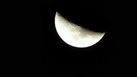 Silver half moon in dark sky of Sao Paulo city Stock Footage 119850702