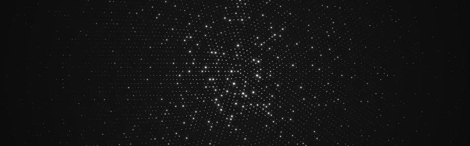 Silver halftone background. Glitter circle particles on dark wallpaper. Festive Stock Illustration
