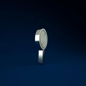 Silver Hand mirror icon isolated on blue background. Minimalism concept. 3d i Illustrazione stock