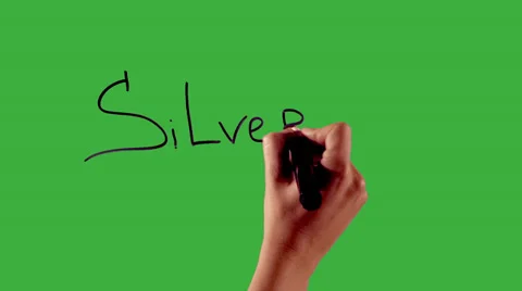 Silver - Hand writing on green screen Stock Footage 33784128
