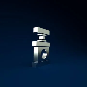 Silver Handle detonator for dynamite icon isolated on blue background. Minima イラスト素材