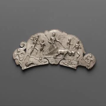 Silver handle from a serving dish early 3rd century A.D. Roman The handle d.. Photos