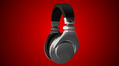 Silver headphones rotating loop Stock Footage 89671003
