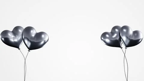 Silver heart balloons background 8k Stock Illustration