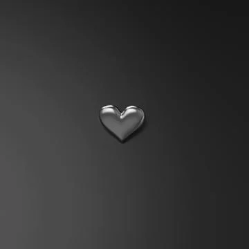 Silver Heart on Black background. 3D Rendering Stock Illustration