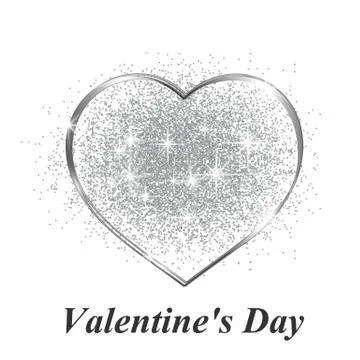 Silver heart in gift on Valentines day Stock Illustration