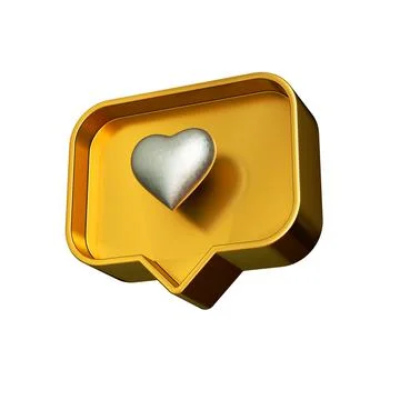 Silver heart inside of a golden pin. like symbol notification Stock Illustration