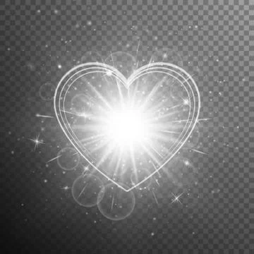 Silver heart with light effects Stock Illustration