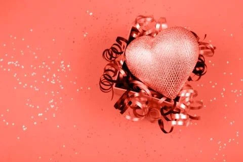 Silver heart in present box Stock Photos