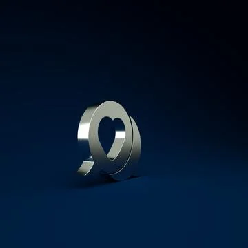 Silver Heart in speech bubble icon isolated on blue background. Minimalism co Stock Illustration
