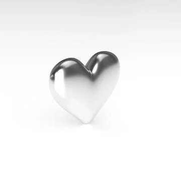 Silver Heart on white background. 3D Rendering Stock Illustration