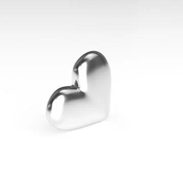 Silver Heart on white background. 3D Rendering Stock Illustration
