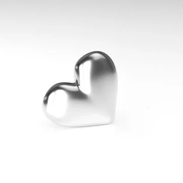 Silver Heart on white background. 3D Rendering Illustrazione stock