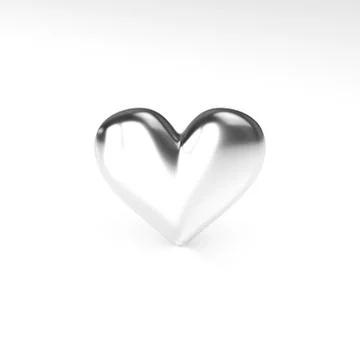 Silver Heart on white background. 3D Rendering Stock Illustration