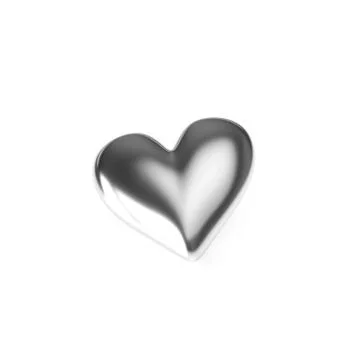 Silver Heart on white background. 3D Rendering Stock Illustration