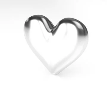 Silver Heart on white background. 3D Rendering Stock Illustration
