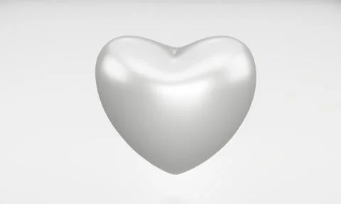 Silver heart on white background. 3d rendering Stock Illustration