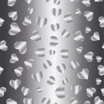 Silver hearts pattern, romantic background Stock Illustration