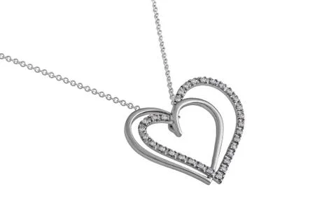 Silver hearts pendant, necklace Stock Photos