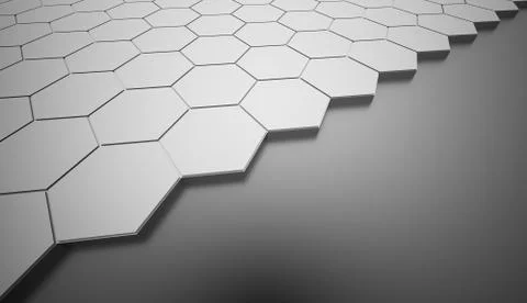 Silver hexagonal background rendered on black Stock Illustration