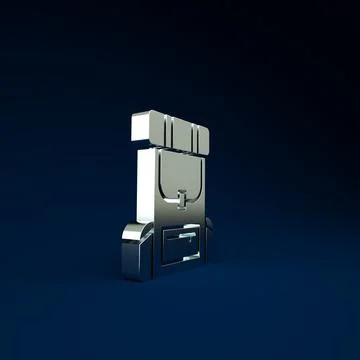 Silver Hiking backpack icon isolated on blue background. Camping and mountain Illustrazione stock