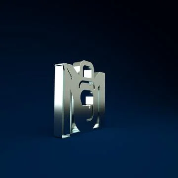 Silver Hiking backpack icon isolated on blue background. Camping and mountain Illustrazione stock