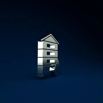 Silver Hive for bees icon isolated on blue background. Beehive symbol. Apiary Illustrazione stock