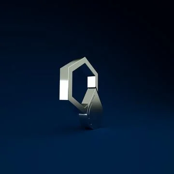 Silver Honeycomb icon isolated on blue background. Honey cells symbol. Sweet  Illustrazione stock