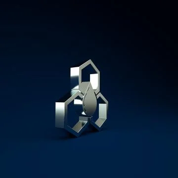 Silver Honeycomb icon isolated on blue background. Honey cells symbol. Sweet  Illustrazione stock