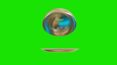 Silver hot serving dish on green background. lid opens and closes. 3d render loo Video stock 310882270