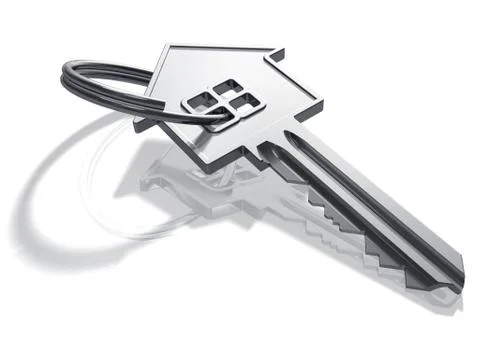 Silver house-shape key Stock Illustration