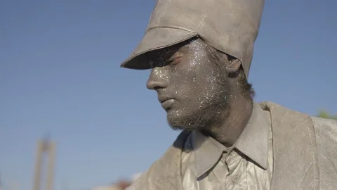 Silver human statue Video stock 100367144