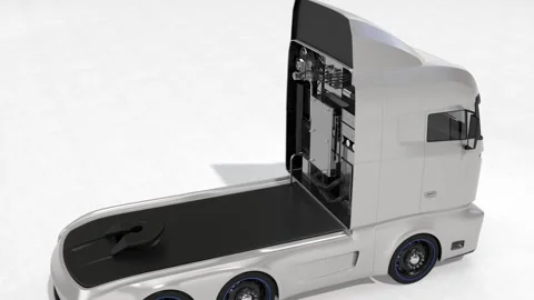 Silver Hydrogen Fuel cell Semi Truck on simple background Video stock 279439632