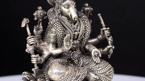Silver Idol of Varaha Devi – Sacred Hindu Deity Sculpture Depicting Divine Power Stock Footage 325038132