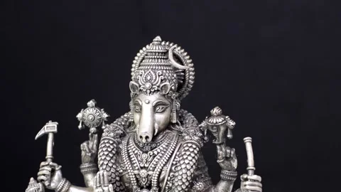 Silver Idol of Varaha Devi – Sacred Hindu Deity Sculpture Depicting Divine Power Stock Footage 325038140