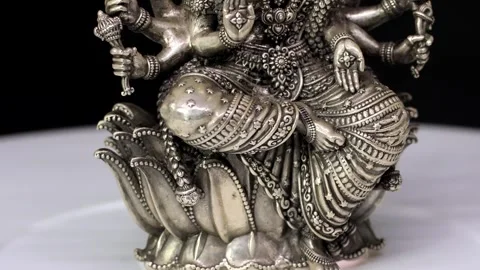 Silver Idol of Varaha Devi – Sacred Hindu Deity Sculpture Depicting Divine Power Stock Footage 325038148