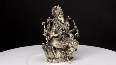 Silver Idol of Varaha Devi – Sacred Hindu Deity Sculpture Depicting Divine Power Stock Footage 325038160